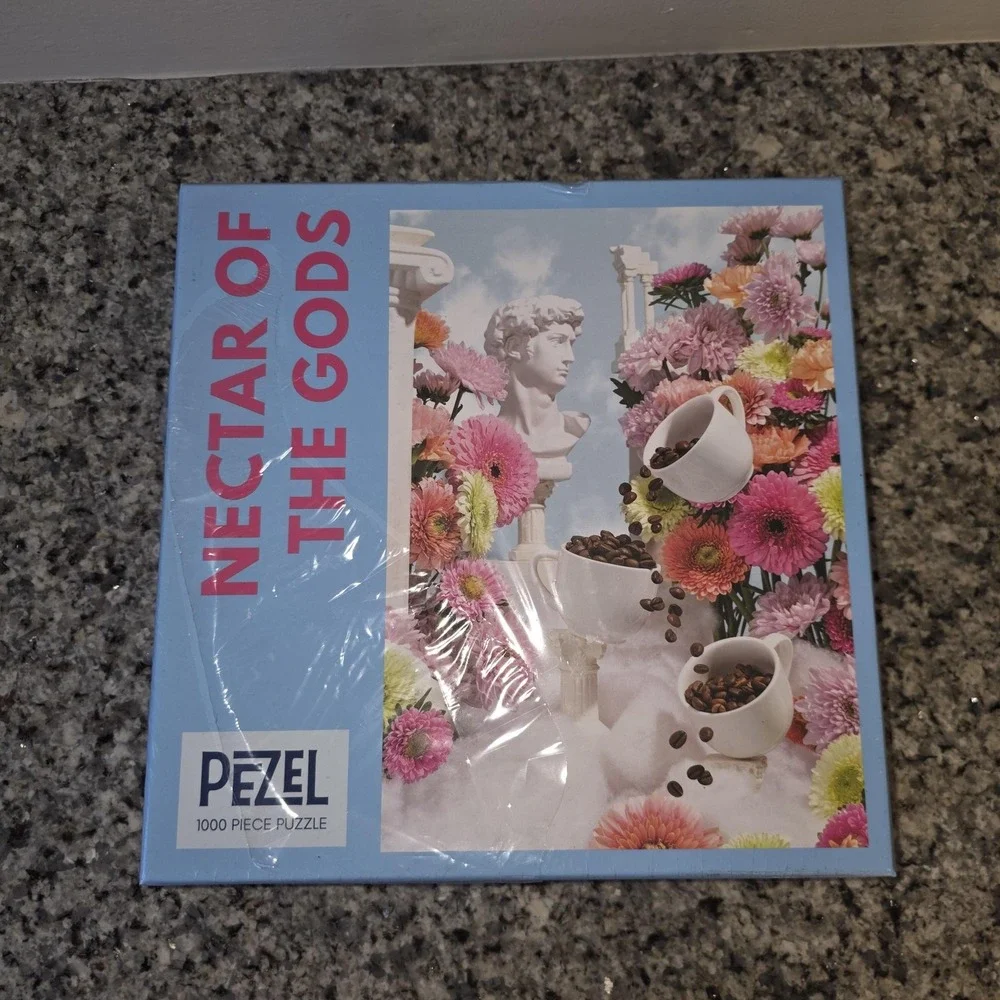 Pezel Nectar Of The Gods 1000 Piece Jigsaw Puzzle Coffee Flowers Blue New
